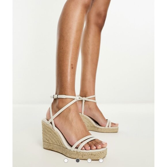 & OTHER STORIES ASOS Leather Espadrille Sandals White Womens Size US 6 - Picture 2 of 10